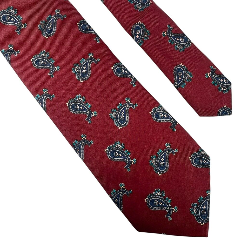 Vintage‎ Robert Talbott Burgundy Paisley 28 oz Silk Tie Italy Hand Sewn USA 58"